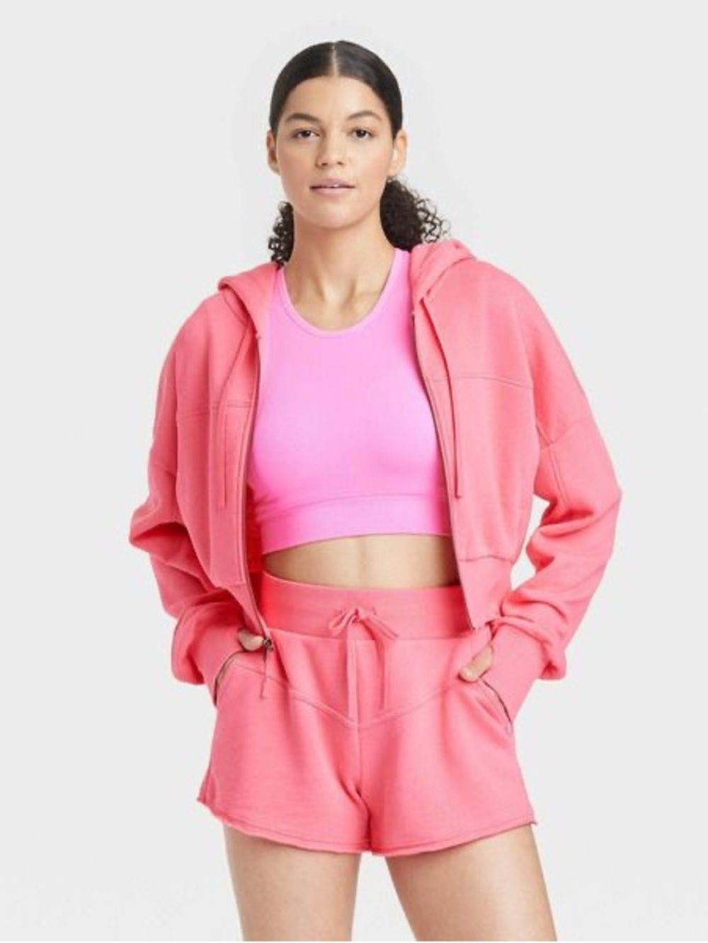 JoyLab Pink Cropped Hoodie